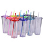 Factory Spot 24Oz Plastic Straw Cup with Lid Reusable BPA Free Leak-Proof Transparent Cold Drink Cup Custom Logo Printing