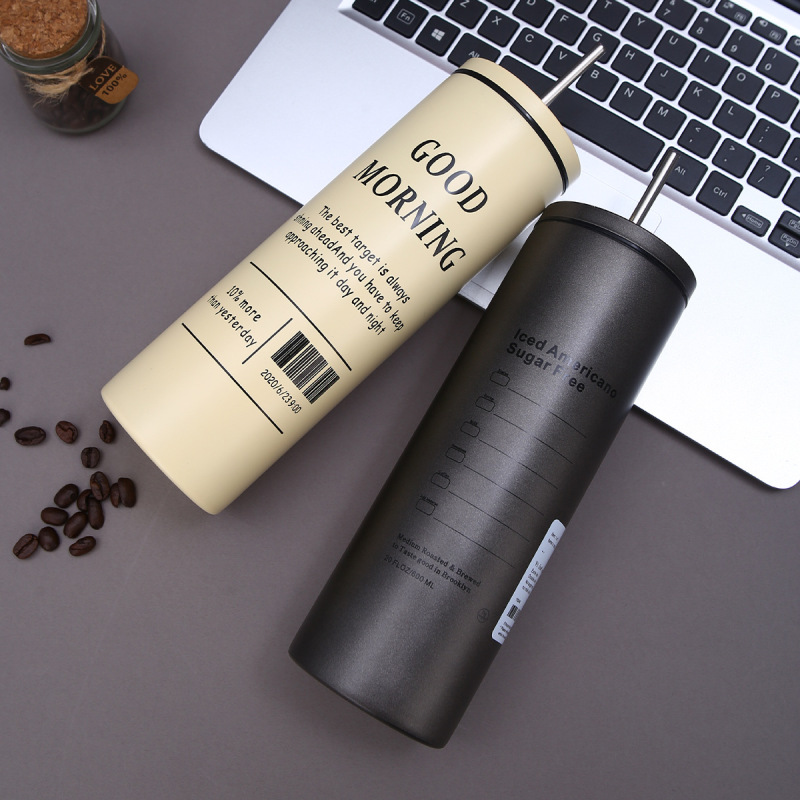 Coocodrink Double Wall Stainless Steel 20oz Iced Americano Coffee Cup Custom logo Vacuum Insulated Thermos Tumbler with Straw