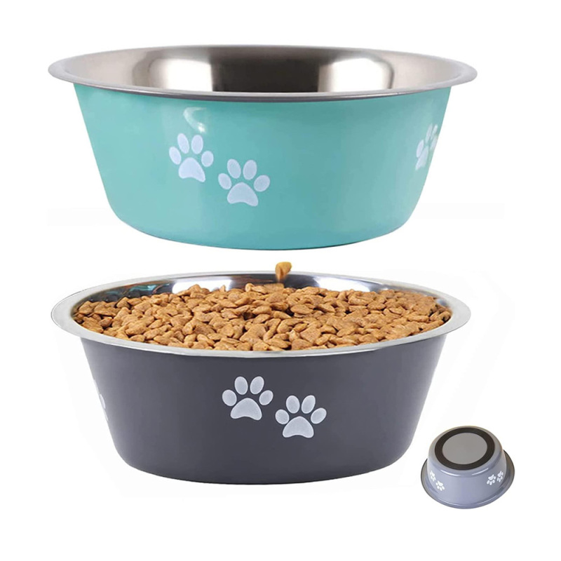 Coocodrink Stainless Steel Pet Bowl With Anti-skid Silicone Various Sizes Puppy Cats Bowls Drink Food Water Dish Feeder