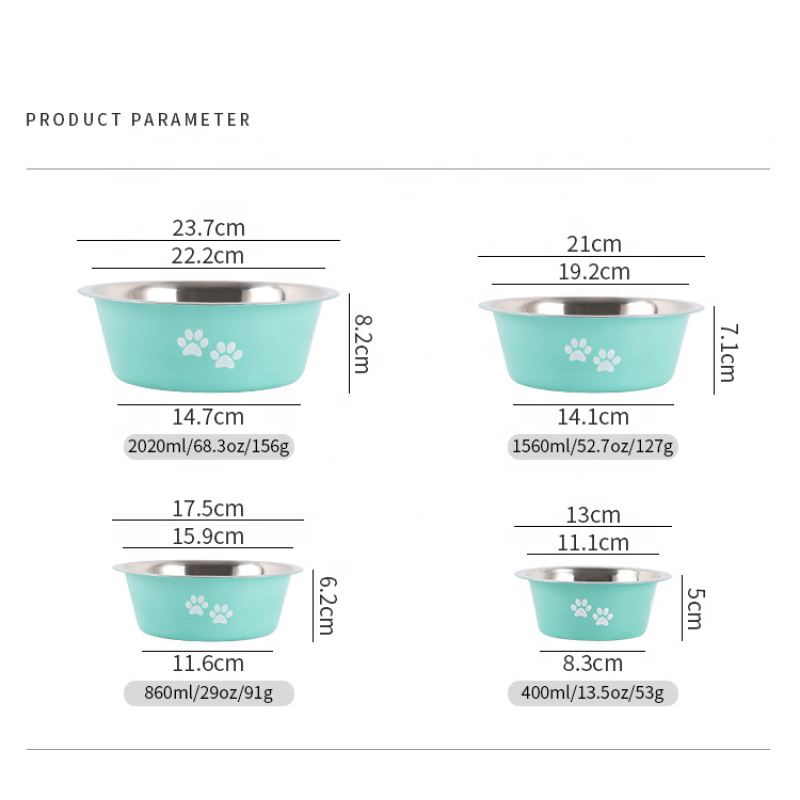 Coocodrink Stainless Steel Pet Bowl With Anti-skid Silicone Various Sizes Puppy Cats Bowls Drink Food Water Dish Feeder