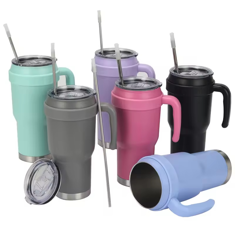 USA Popular 40oz Double Wall Stainless Steel Tumbler Cups with Straw Handle Vacuum Insulated Travel Coffee Tumblers
