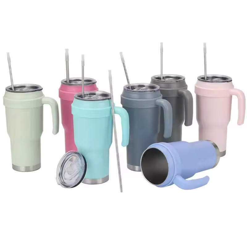 USA Popular 40oz Double Wall Stainless Steel Tumbler Cups with Straw Handle Vacuum Insulated Travel Coffee Tumblers