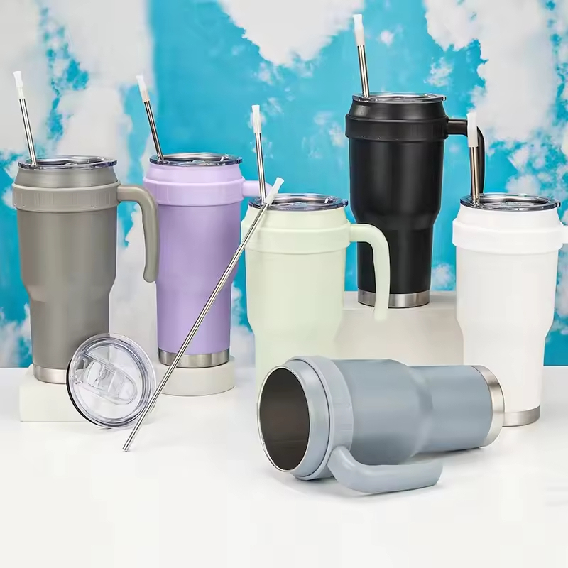 USA Popular 40oz Double Wall Stainless Steel Tumbler Cups with Straw Handle Vacuum Insulated Travel Coffee Tumblers
