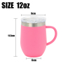 Customized 12oz Insulated Double Wall Stainless Steel Tumbler Reusable Egg Coffee Cup with Handle and Cover