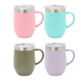 Customized 12oz Insulated Double Wall Stainless Steel Tumbler Reusable Egg Coffee Cup with Handle and Cover