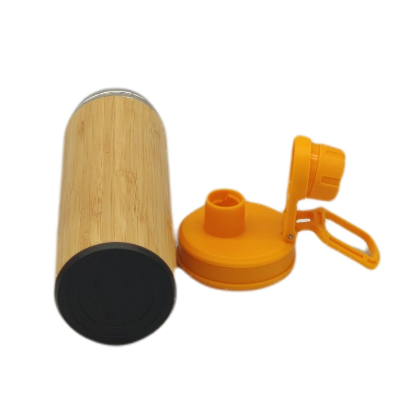 Coocodrink 450ml Eco-Friendly Bamboo Cup Double Wall Stainless Steel Water Bottle Bamboo Vacuum Flask