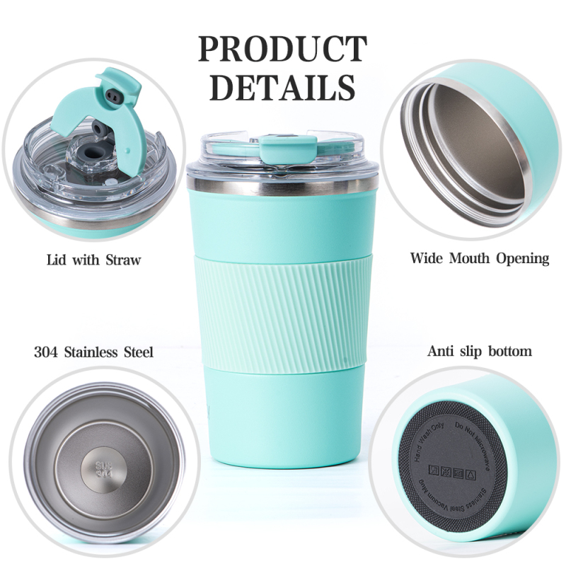 Coocodrink Wholesale 12oz Portable Stainless Steel Vacuum Reusable Coffee Cup Insulated Travel Coffee Mug With Leakproof Lid
