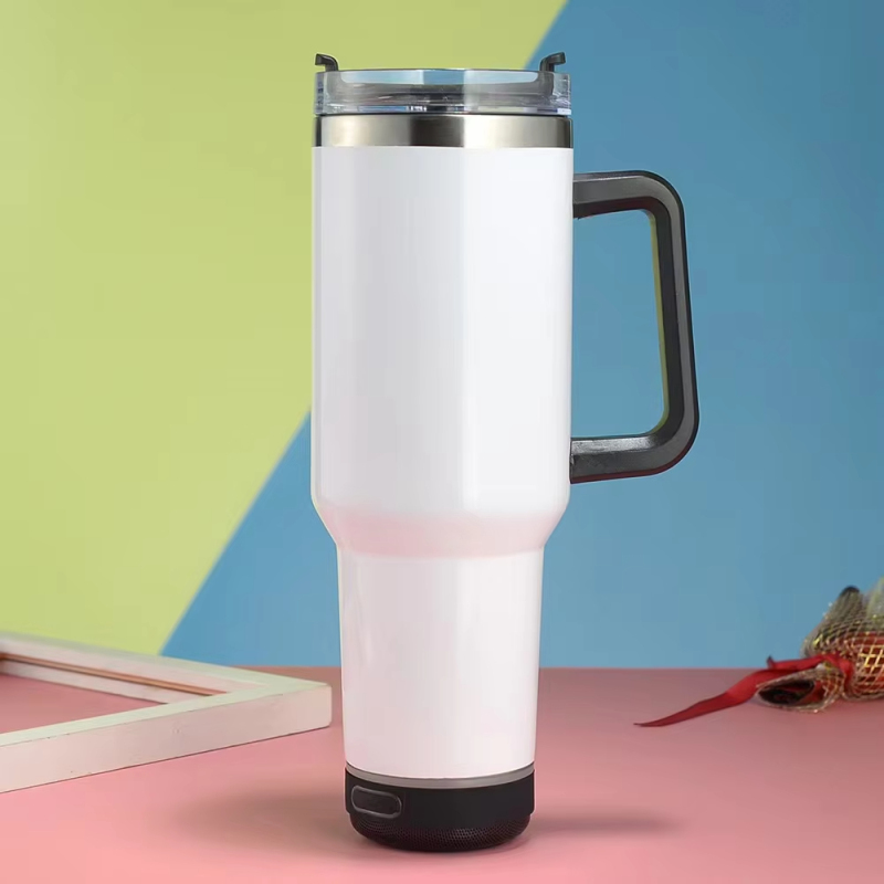Travel 40oz Stainless Steel Blank Sublimation Wireless Smart Music Display Player Speaker Tumbler Mugs