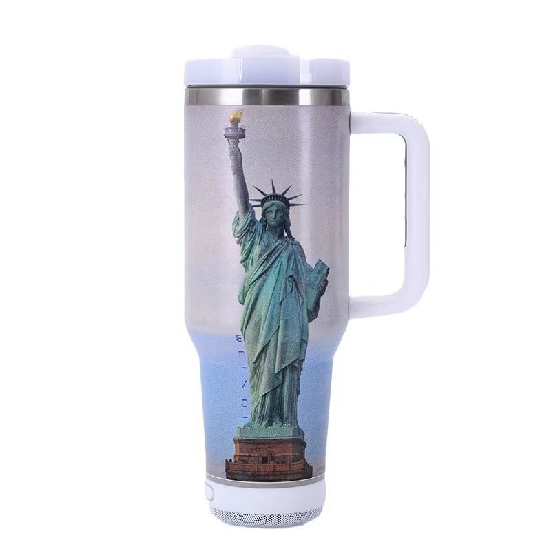 Travel 40oz Stainless Steel Blank Sublimation Wireless Smart Music Display Player Speaker Tumbler Mugs