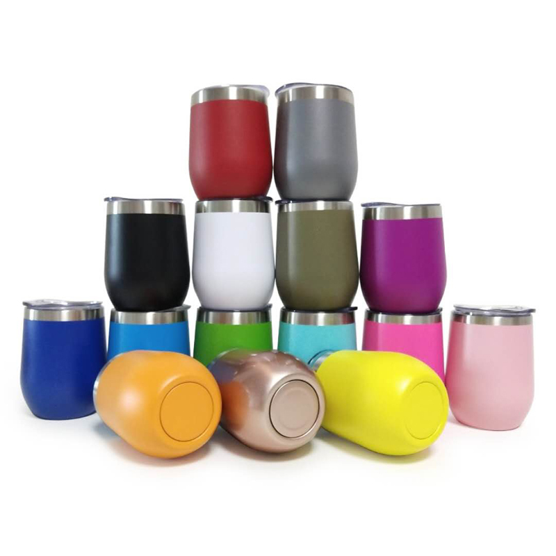 Eco-friendly Double Wall Stainless Steel Wine Tumbler Fashionable 12oz Coffee Tumbler Egg Wine Cup With Lid