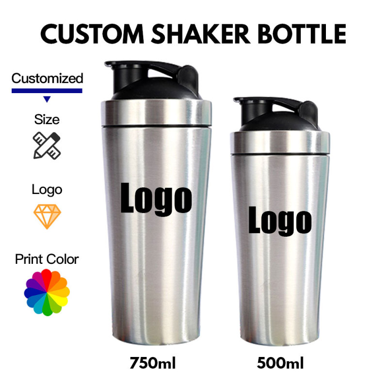 Coocodrink Factory Wholesale Promotional Stainless Steel 500ml 750ml Double Wall Insulated Protein Shaker Bottles for Gym Fitness Sports