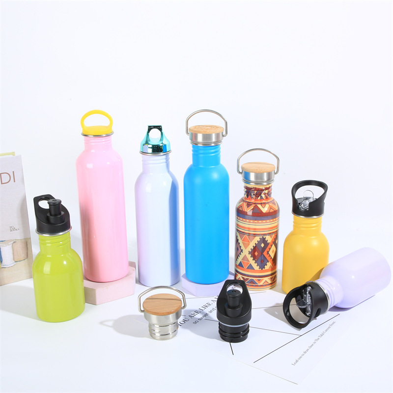 BPA Free 17OZ Stainless Steel Single Wall Portable Flask With Different Sizes and Lids Sport Water Bottle