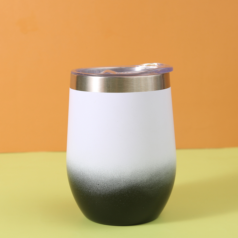 Powder Coating 12oz Wine Tumbler Egg Shape Stainless Steel 304 BPA Free Vacuum Cup Insulated Metal Gift Water Bottle