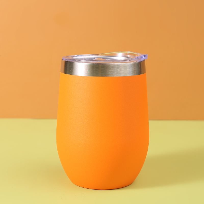Powder Coating 12oz Wine Tumbler Egg Shape Stainless Steel 304 BPA Free Vacuum Cup Insulated Metal Gift Water Bottle