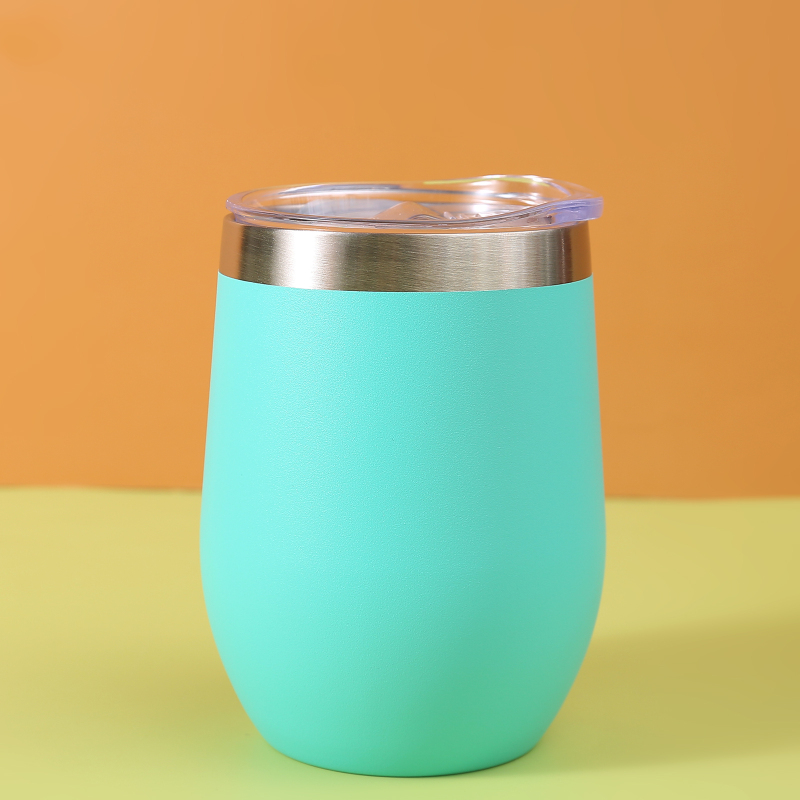 Powder Coating 12oz Wine Tumbler Egg Shape Stainless Steel 304 BPA Free Vacuum Cup Insulated Metal Gift Water Bottle