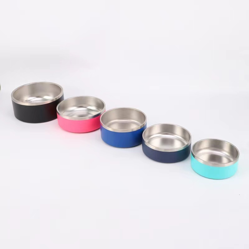 Custom Logo Large 64oz Portable Stainless Steel Pet Bowl Powder Coat Metal Thermo Feeder for Dogs