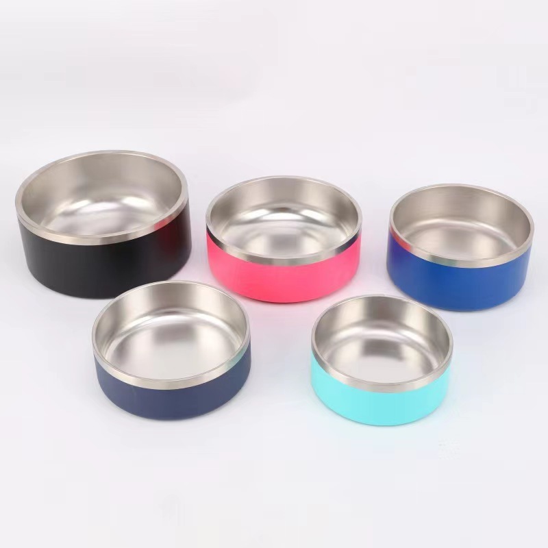 Custom Logo Large 64oz Portable Stainless Steel Pet Bowl Powder Coat Metal Thermo Feeder for Dogs