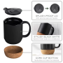 Coocodrink Custom Logo Creative 12oz 350ml Gift Office Home Indoor Milk Coffee Tea Cup Ceramic Mug with Cork Bottom Base and Sliding Lids