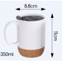 Coocodrink Custom Logo Creative 12oz 350ml Gift Office Home Indoor Milk Coffee Tea Cup Ceramic Mug with Cork Bottom Base and Sliding Lids