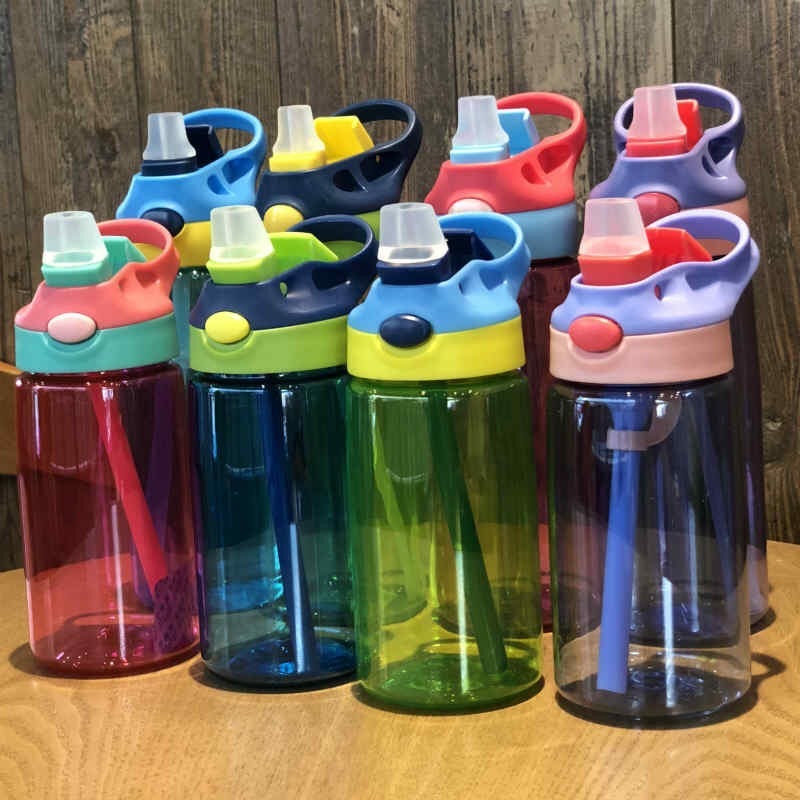 Coocodrink Eco Friendly 16oz Plastic Kids Water Bottles Cups Bpa Free Sports Bottle clear Travel Mug Acrylic Tumbler with Lids