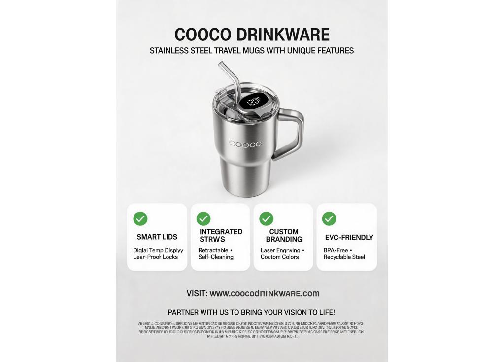 Can you manufacture a stainless steel travel mug with unique features like a smart lid or integrated straw?