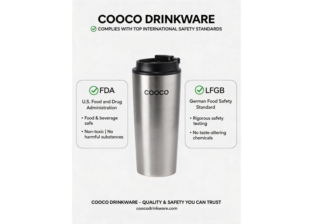 What international standards (e.g., FDA, LFGB) do your stainless steel drinkware products comply with?