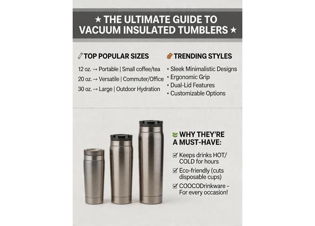 What are the most popular sizes and styles of vacuum insulated tumblers in the current market?