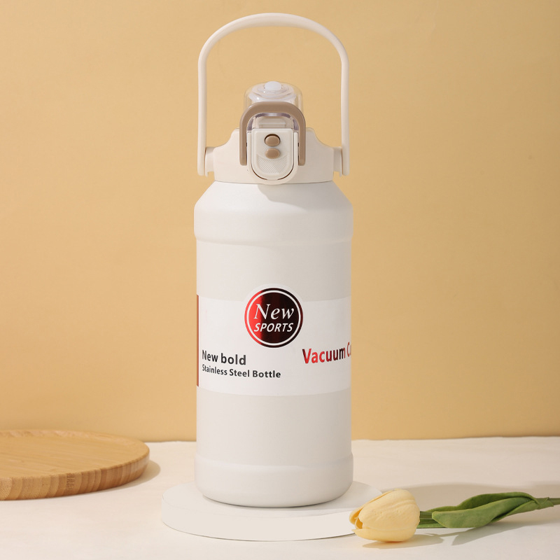 Large Capacity Portable Insulated 316 Stainless Steel Sports Thermos Cup Dual Used & One Button Cap Direct Drinking Flask