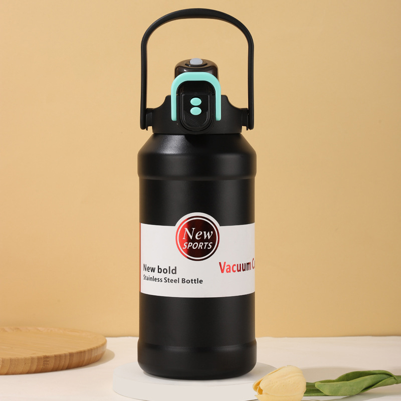 Large Capacity Portable Insulated 316 Stainless Steel Sports Thermos Cup Dual Used & One Button Cap Direct Drinking Flask