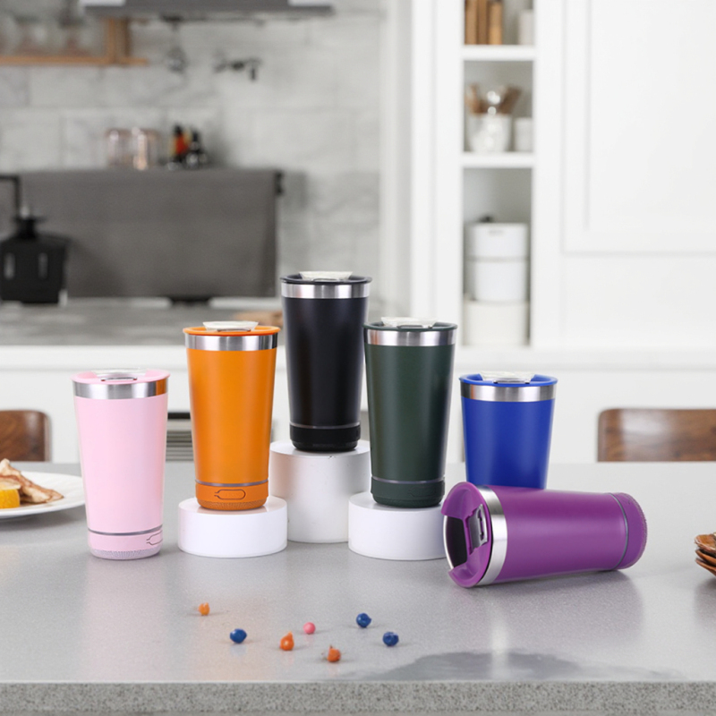 16oz Custom Bluetooth Music Tumbler Portable Stainless Steel Travel Mug Outdoor Direct Drinking USB Charging Smart Water Bottle