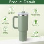 Custom 40oz Stainless Steel Insulated Tumbler with Handle Straw Vacuum Travel Origins Tumblers Lids Hot Wholesale Bulk Gift Idea