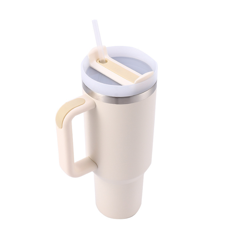 Stainless Vacuum Insulated 30oz 40oz Powder Coated Traveling Cups Coffee Mugs Tumblers Wholesale Bulk with Handle and Straw