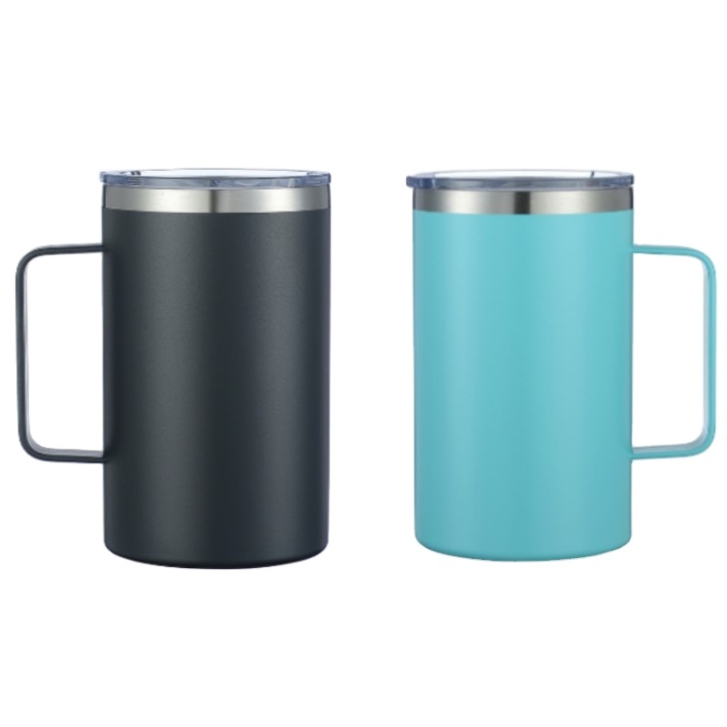 Wholesale Bulk 24OZ Portable Tumbler Food Grade 304 Stainless Steel Travel Coffee Mug Reusable Beer Cup with Lids&Large Handle