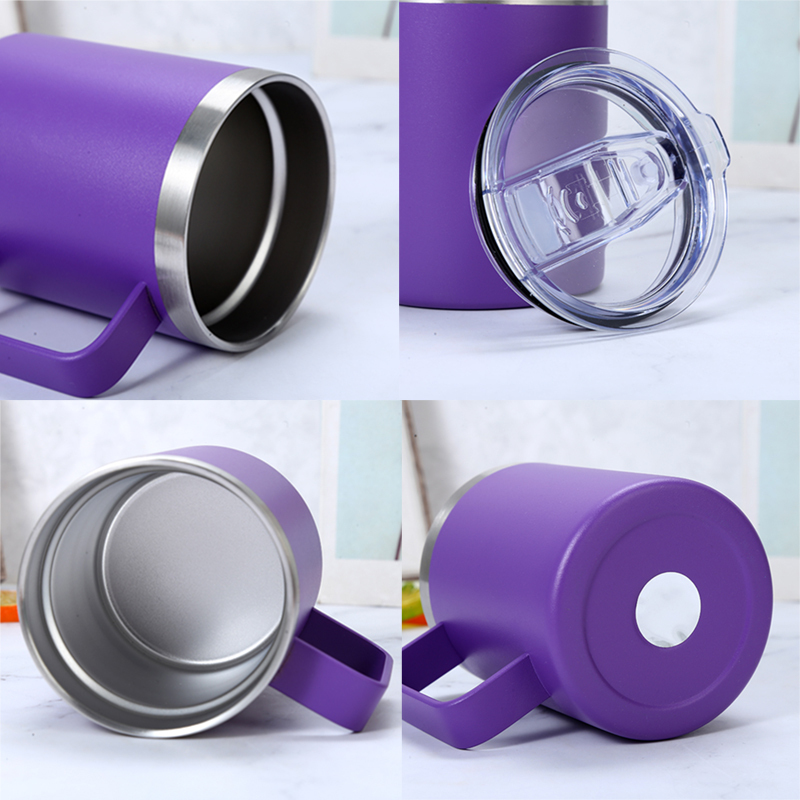 Wholesale Bulk 24OZ Portable Tumbler Food Grade 304 Stainless Steel Travel Coffee Mug Reusable Beer Cup with Lids&Large Handle