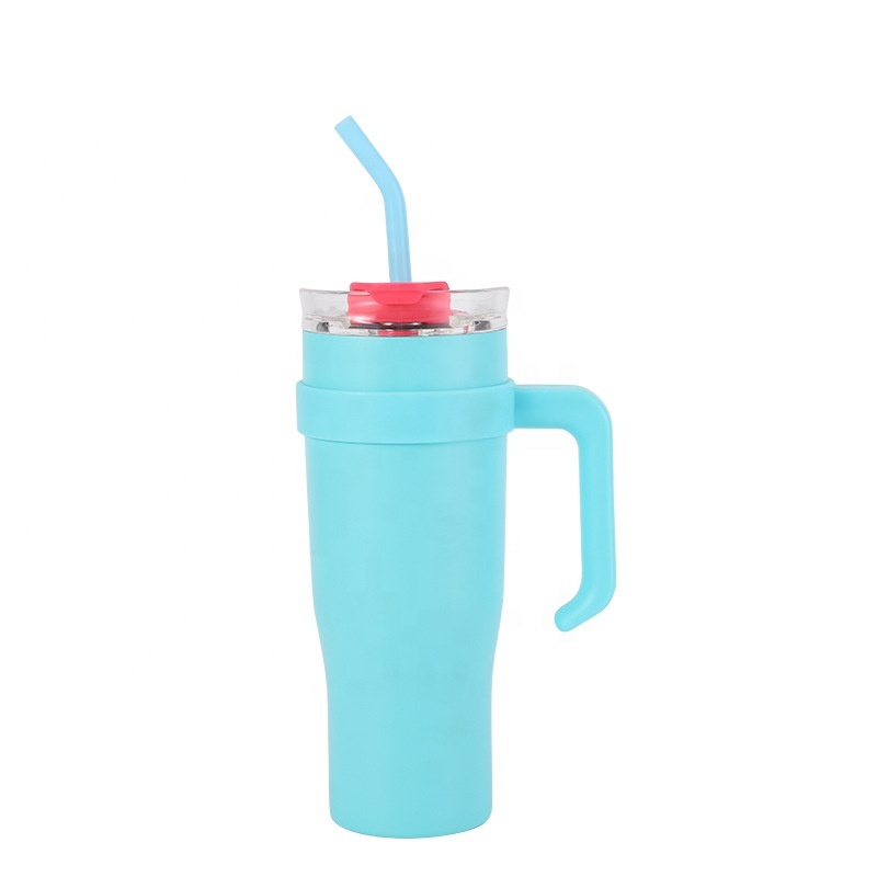Moin Stainless Steel Double Wall Vacuum Insulated 40oz Tumbler Travel Mug With Reusable Straw Slider Lid Cleaning Brush