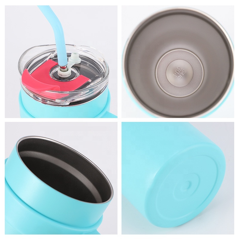 Moin Stainless Steel Double Wall Vacuum Insulated 40oz Tumbler Travel Mug With Reusable Straw Slider Lid Cleaning Brush