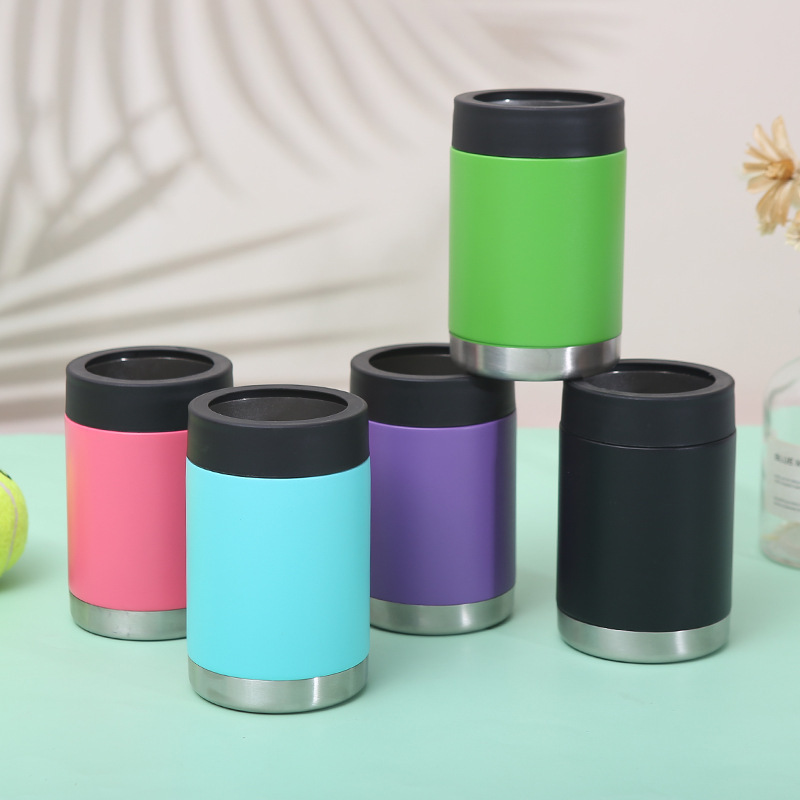 Wholesale Price Tumbler Mug 12 oz Double Wall Insulate Can Cooler With Lid Thermal Hot Standard Size Cans Customizable Logo