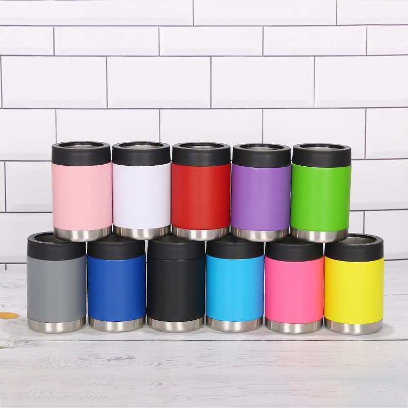 Wholesale Price Tumbler Mug 12 oz Double Wall Insulate Can Cooler With Lid Thermal Hot Standard Size Cans Customizable Logo