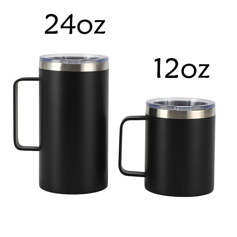 12oz-24oz Double Wall Stainless Steel Tumbler Custom Logo Printed Thermal Insulated Travel Mug for Coffee Tea Water Camp Tumbler