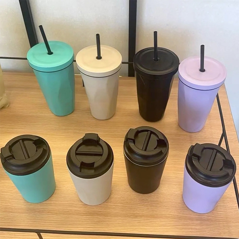 16oz Reusable Thermal Coffee Mug 1/2 Thermos Water Bottle 500ml Wide Travel Mug for Hot or Cold Coffee Water Tea Juice Tumbler