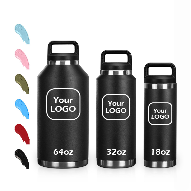 Custom 18oz 36oz 64oz Vacuum Insulated Stainless Steel Water Bottle with Lid  Flask Original School Thermoses Outdoor Cup