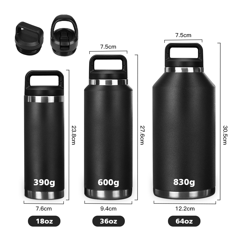 Custom 18oz 36oz 64oz Vacuum Insulated Stainless Steel Water Bottle with Lid Flask Original School Thermoses Outdoor Cup