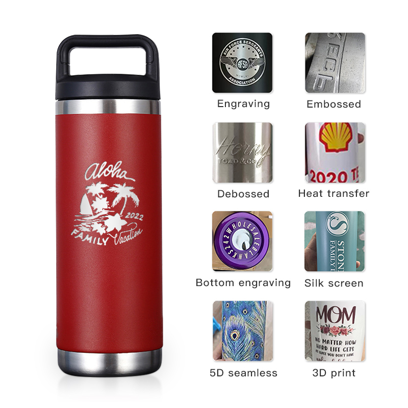 Custom 18oz 36oz 64oz Vacuum Insulated Stainless Steel Water Bottle with Lid  Flask Original School Thermoses Outdoor Cup