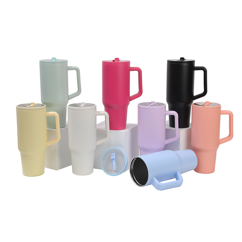 Cross-border New Ice Bully Thermos Cup 304 Stainless Steel Vacuum Insulation Folding Suction Handle Portable Modern Design High