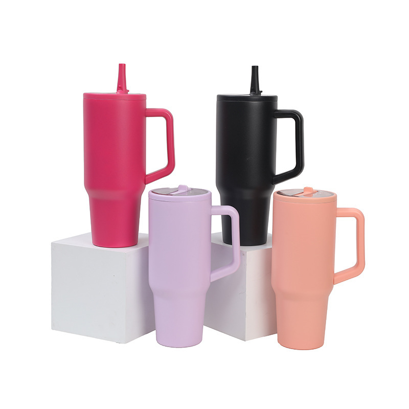 Cross-border New Ice Bully Thermos Cup 304 Stainless Steel Vacuum Insulation Folding Suction Handle Portable Modern Design High