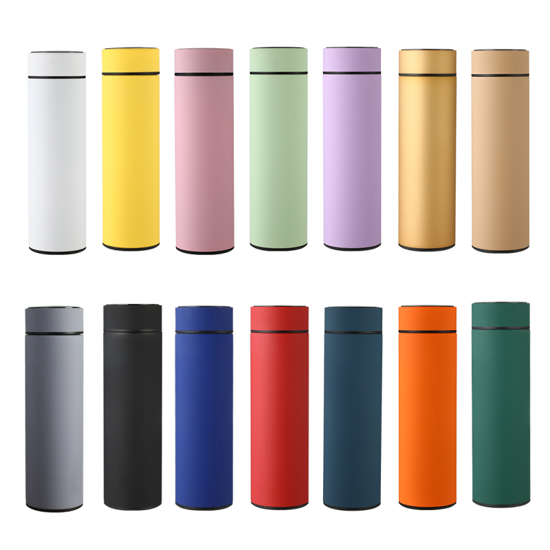 17oz Smart Electronic Thermos with Temperature Display Stainless Steel Vacuum Water Bottle Custom Logo with Lid for Office Use