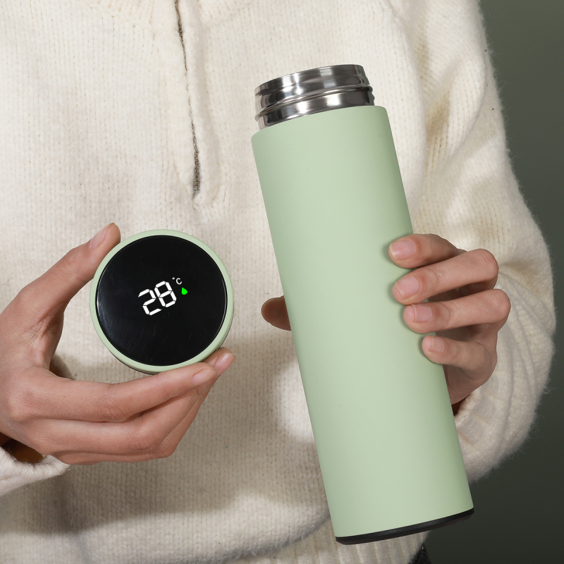 17oz Smart Electronic Thermos with Temperature Display Stainless Steel Vacuum Water Bottle Custom Logo with Lid for Office Use
