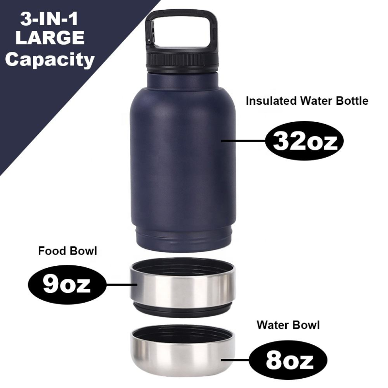 Can Drop Shipping Pet Travel Stainless Steel 3 in 1 Dog Water Bottle and Dog Water Bottle With Food Container for Dog Bottle