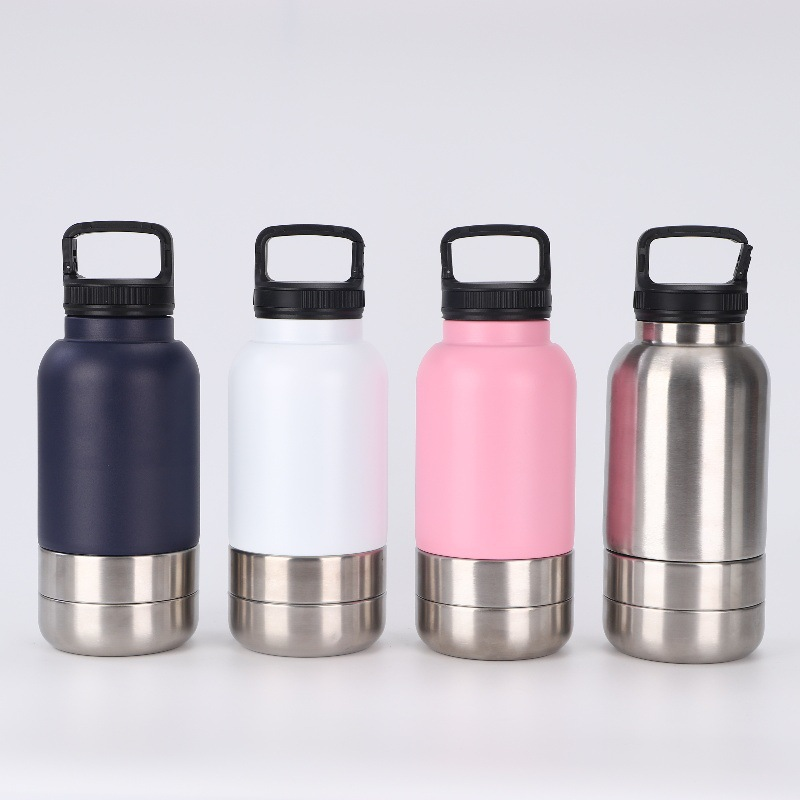 Can Drop Shipping Pet Travel Stainless Steel 3 in 1 Dog Water Bottle and Dog Water Bottle With Food Container for Dog Bottle Can Drop Shipping Pet Travel Stainless Steel 3 in 1 Dog Water Bottle and Dog Water Bottle With Food Container for Dog Bottle