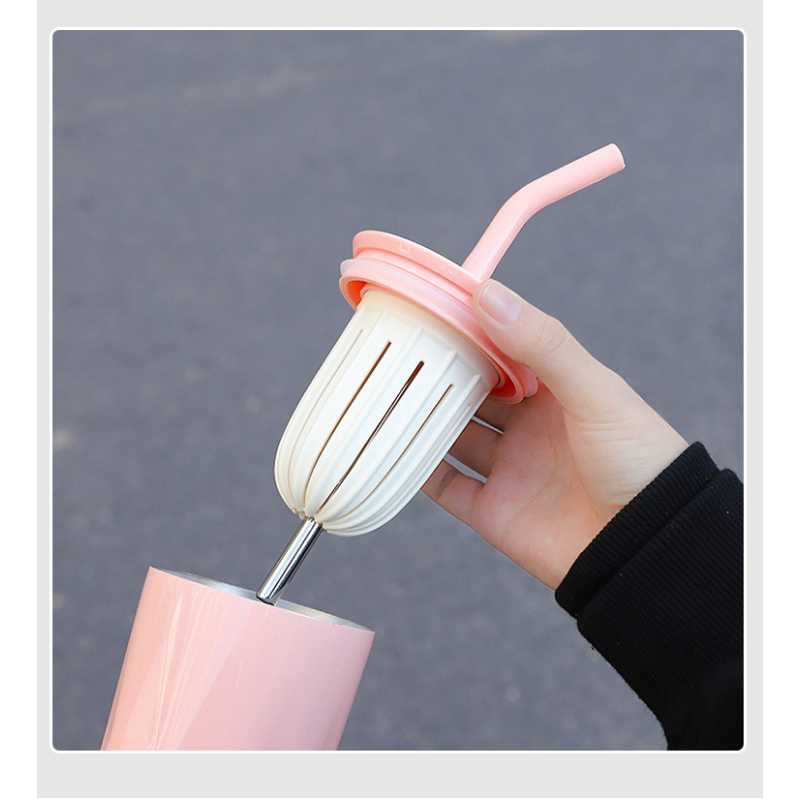 Eco-Friendly Summer Tumbler Cup 650ml Double Layer Glass 12oz Stainless Steel Water Bottle with Straw & Fruit Tea Infuser